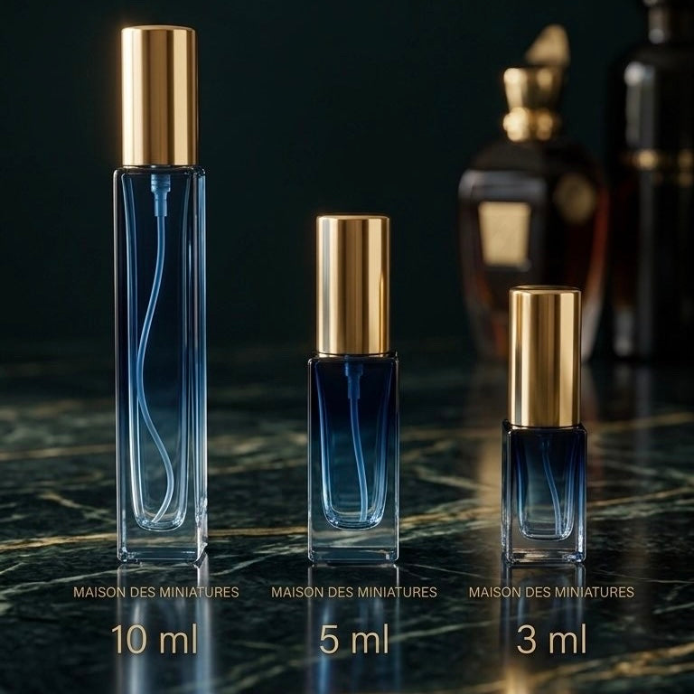 Formats des miniatures Maison Des Miniatures : 3 ml, 5 ml, 10 ml et 30 ml